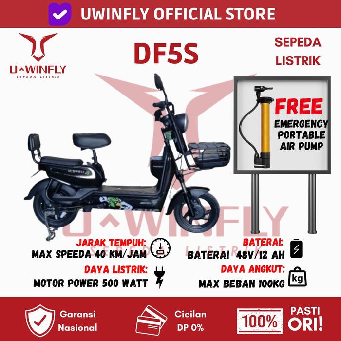 Gambar Sepeda Listrik Uwinfly D5 Garansi Resmi Uwinly - Hitam dari U-Winfly Indonesia undefined Tokopedia