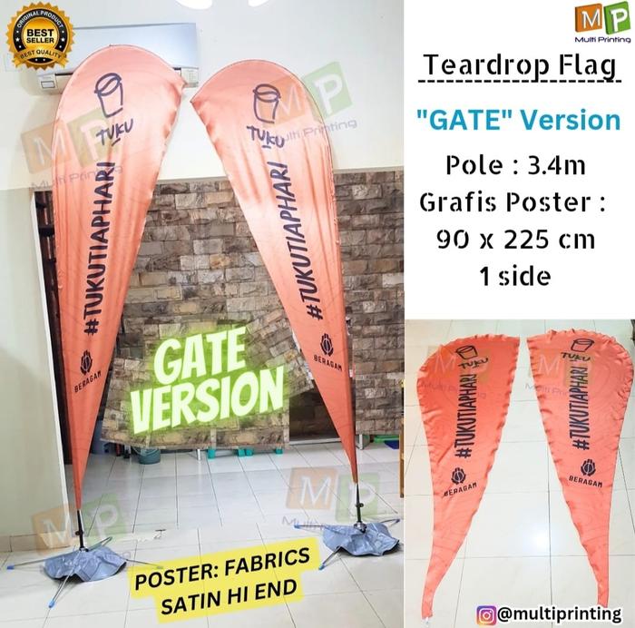 Gambar Flag Banner 3meter/ Teardrop Flag 3meter/ Flying Banner/Beach Flag 3m - 1 sisi dari Multi Printing Group undefined Tokopedia