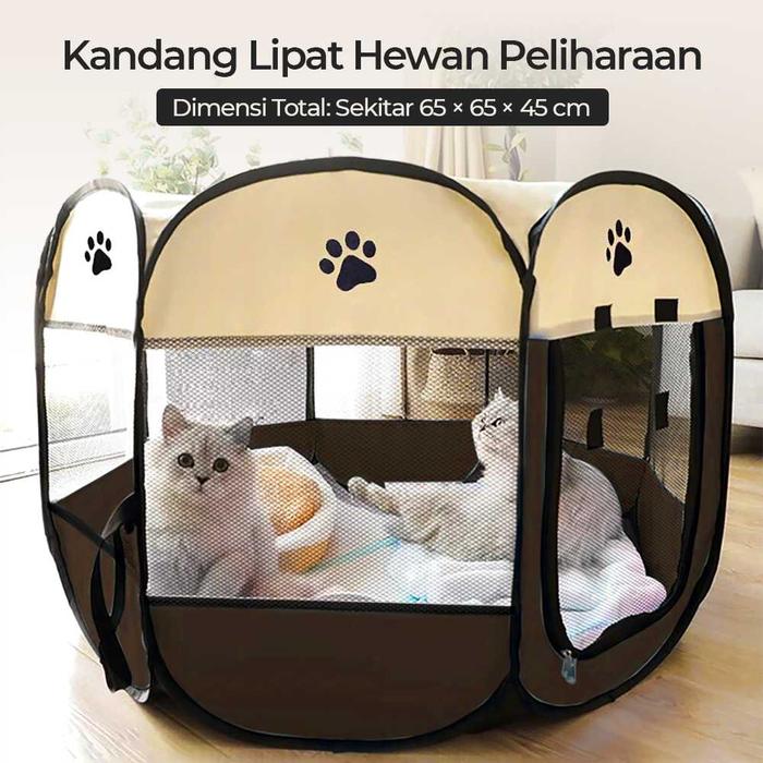 Gambar VOPET Tenda Kandang Lipat Kucing Anjing Kelinci Portable Hewan Rumah - Cokelat dari Gadget Therapy undefined Tokopedia
