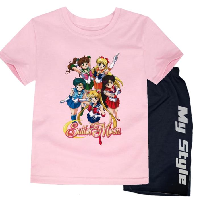 Gambar Stelan Kaos Baju Motif Gambar Kartun SAILOR MOON Lengan Pendek Oblong Set Anak Perempuan Atasan Usia 1-13 Tahun Kids Anak-Anak - pink, 10 dari star kids89 undefined Tokopedia