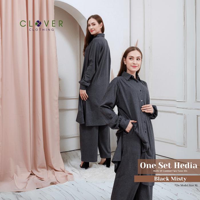 Gambar Setelan Muslim Baju Rumahan Wanita Clover Clothing One Set Hedia - Black Misty, M dari Griya Muslim Amanah 2 undefined Tokopedia