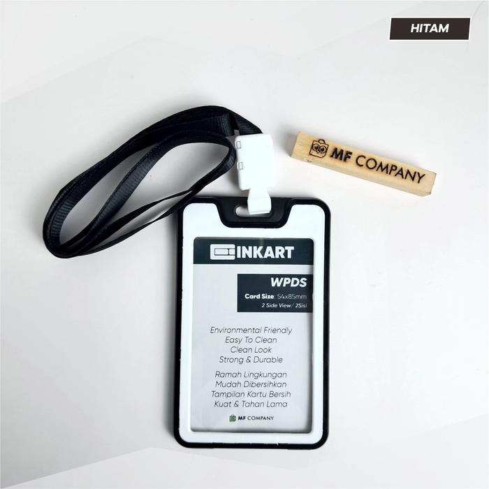 Gambar INKART | ID Card Holder 2 Sisi + Lanyard | Gantungan ID Card 2 Sisi Premium | Frame ID Card + Tali - Hitam, Casing + Tali dari MF Company undefined Tokopedia
