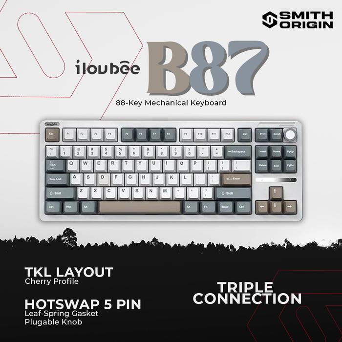 Gambar ILOVBEE B87 Wireless Gasket Hotswappable Knob RGB Mechanical Keyboard - Blue dari SmithOrigin undefined Tokopedia