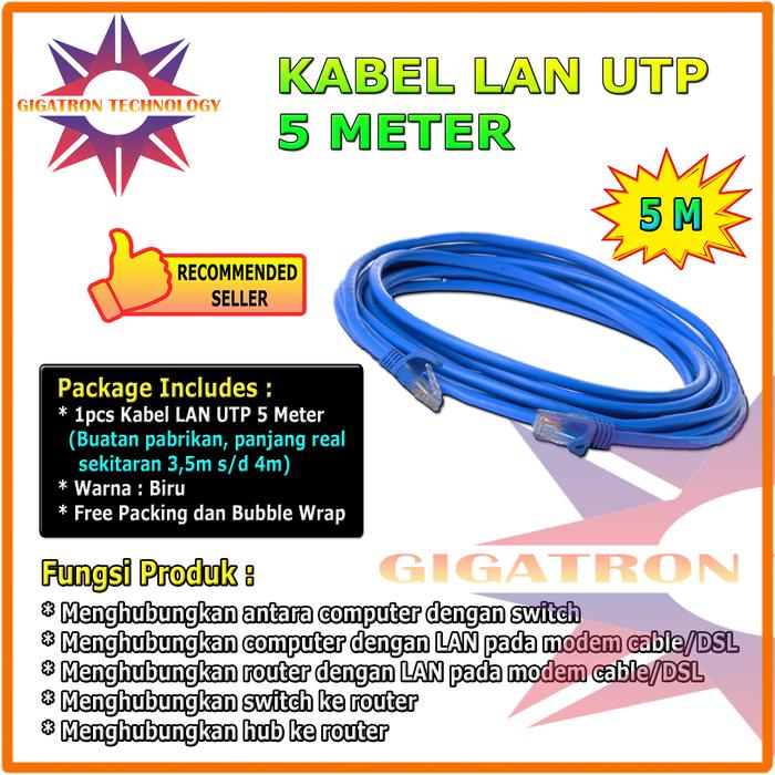 Gambar Kabel LAN 50M Cat 5e Murni / Kabel UTP 50 Meter Real Cat5 / Kabel LAN RJ45 UTP Ethernet 50m Panjang Real 50m Cat 5 High Quality - 5 Meter dari Gigatron Technology undefined Tokopedia