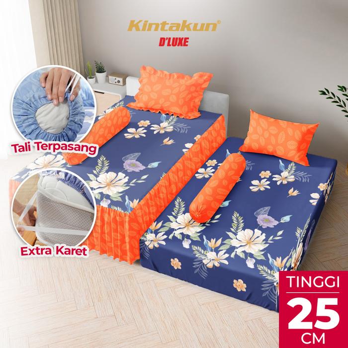 Gambar Kintakun DLUXE Sprei Duo 2in1 Tinggi 25cm 120 x 200 Multivarian Aesthetic Kain Rumbai Sarung Bantal Guling Tali Karet Murah [KAMAR RUMAHKU] - Almira dari Kamar Rumahku undefined Tokopedia