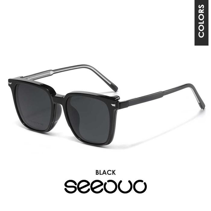 Gambar Seeouo Kacamata Clip ON Polarized Bentuk Kotak Fashion Pria Wanita Bisa Minus Free Lensa Hitam 8178 - BLACK, CLIP ON NORMAL dari Seeouo undefined Tokopedia