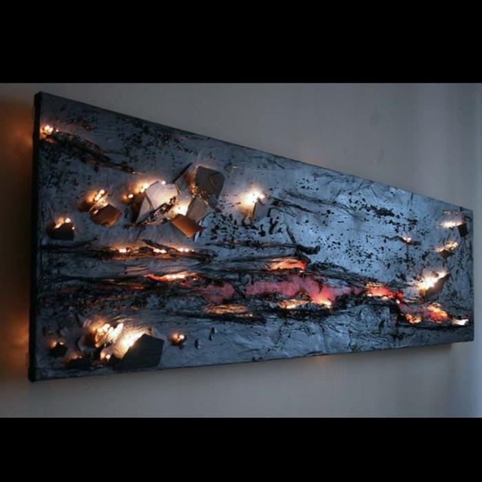 Gambar wall art premium led kayu abstrak hiasan dinding custom dekor - 40x90cm dari Artindocustom undefined Tokopedia