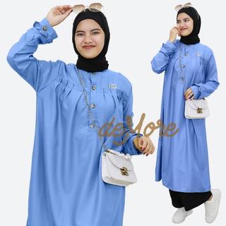 Gambar Demore Ailen Tunik Pakaian Atasan Wanita Muslim Rempel Bahan Shakila Busui Friendly Kancing Variasi Panjang - Blue, Osz dari demore.id undefined Tokopedia