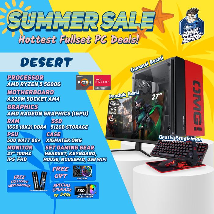 Gambar SUMMER SALE PC DESERT - RYZEN 5 5600G - RADEON GRAPHICS - DEFAULT dari bengkelkomputerptk undefined Tokopedia