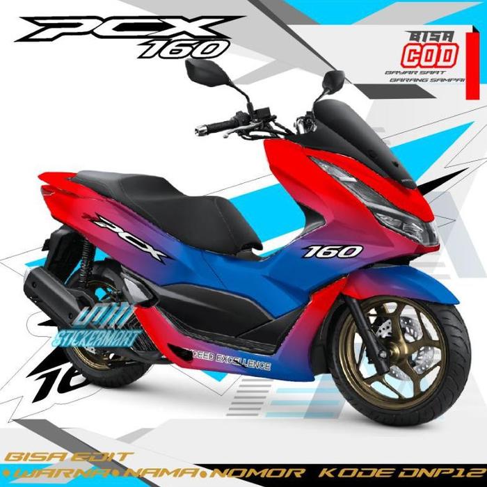 Gambar Decal Sticker Pcx 160 4 Valve Gradasi Dua Warna Biru Merah Variasi - Biru merah, GLOSS dari maafi motor undefined Tokopedia