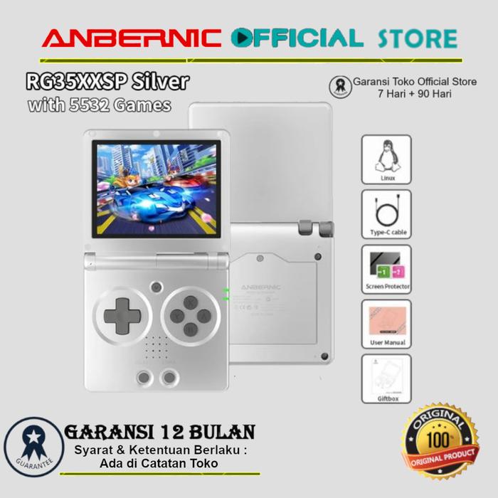 Gambar ANBERNIC RG35XXSP Retro Flip Handheld Video Game Console Classic Portable - Classic Silver, 64GB + Tas dari ANBERNIC Official Store undefined Tokopedia