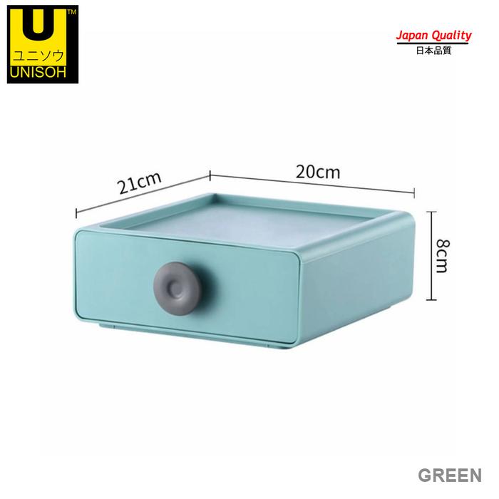 Gambar UNISOH Storage Box, Laci Mini, Laci Susun, Kotak Penyimpanan, Laci Serbaguna - Hijau dari unisoh undefined Tokopedia