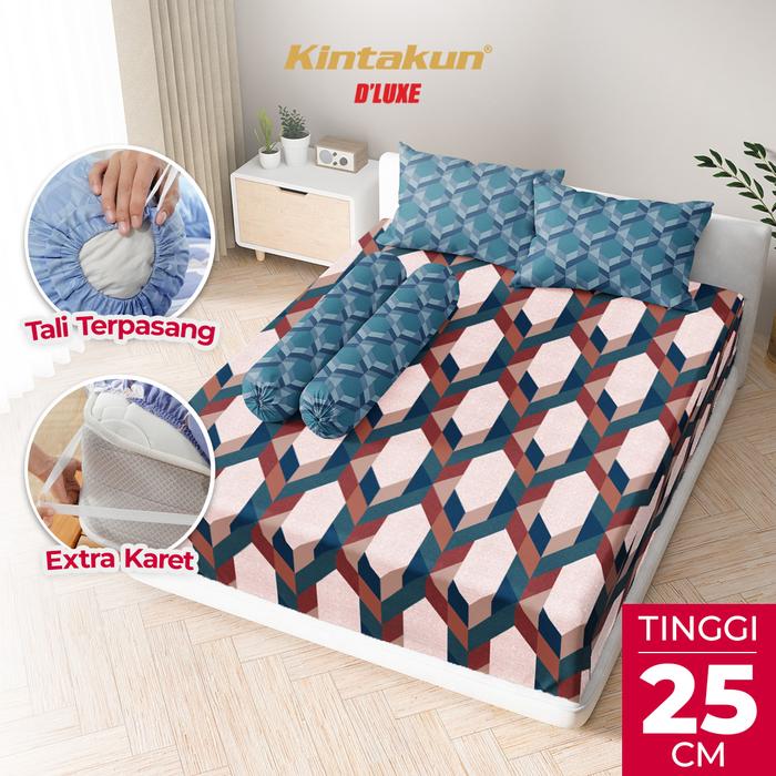 Gambar Kintakun DLUXE Sprei satu set Fitted Tinggi 25cm 160x200 / 180x200 / 200x200 Aesthetic Multivarian Sarung Bantal Guling  Kain Tali Karet Murah [KAMAR RUMAHKU] - Zalika, 160 x 200 dari Kamar Rumahku undefined Tokopedia