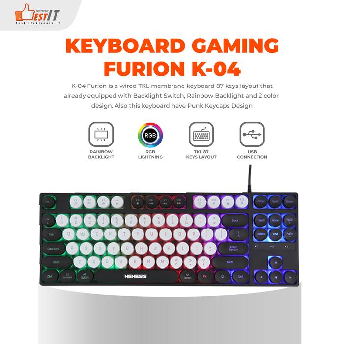 Gambar Keyboard Gaming NYK Nemesis Membrane TKL FURION K-04 - Hitam dari Best Elektronik IT undefined Tokopedia