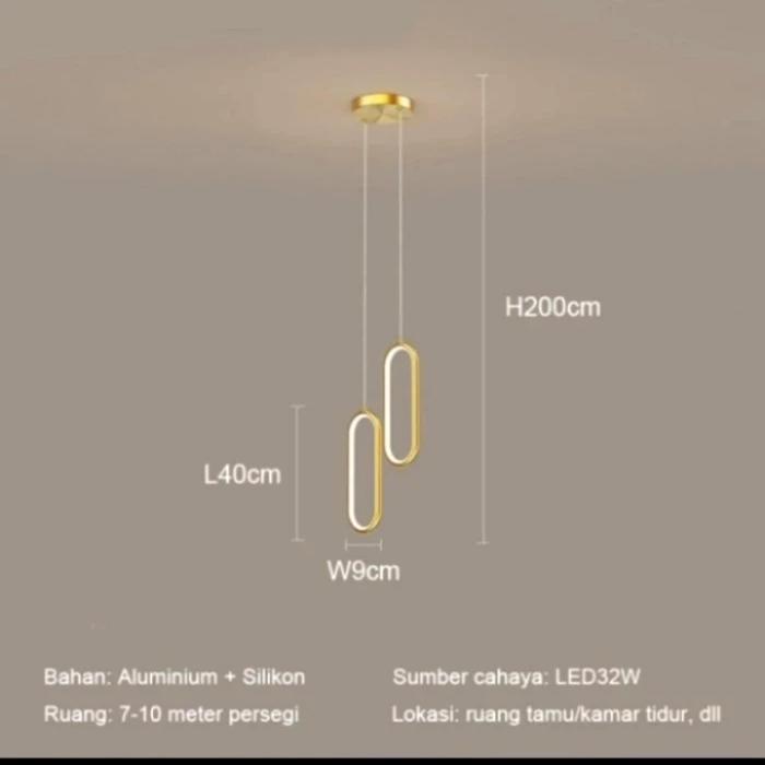 Gambar Lampu gantung hias Minimalis LED 3 cahaya Gold - GOLD 2 LAMPU dari velins sinar undefined Tokopedia