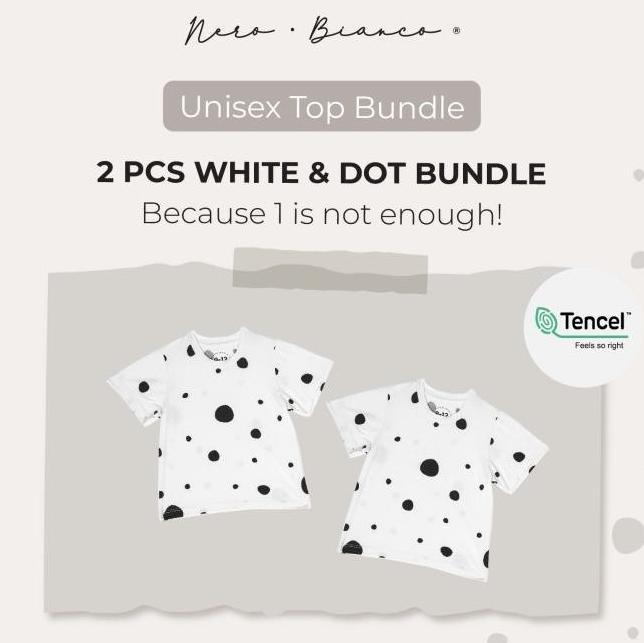 Gambar NERO BIANCO TENCEL 2 PACKS UNISEX TOP (2PCS) - SET BAJU BAYI - ALL WhiteDot, 18-24 Bulan dari zaskiaputri7 undefined Tokopedia