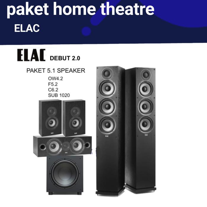 Paket Home Theatre Elac Ow42 F52 C62 Sub1020 51 Speaker System