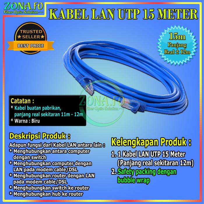Gambar Kabel LAN 50M Cat 5e Murni / Kabel UTP 50 Meter Real Cat5 / Kabel LAN RJ45 UTP Ethernet 50m Panjang Real 50m Cat 5 High Quality - 15 Meter dari Zona FO undefined Tokopedia