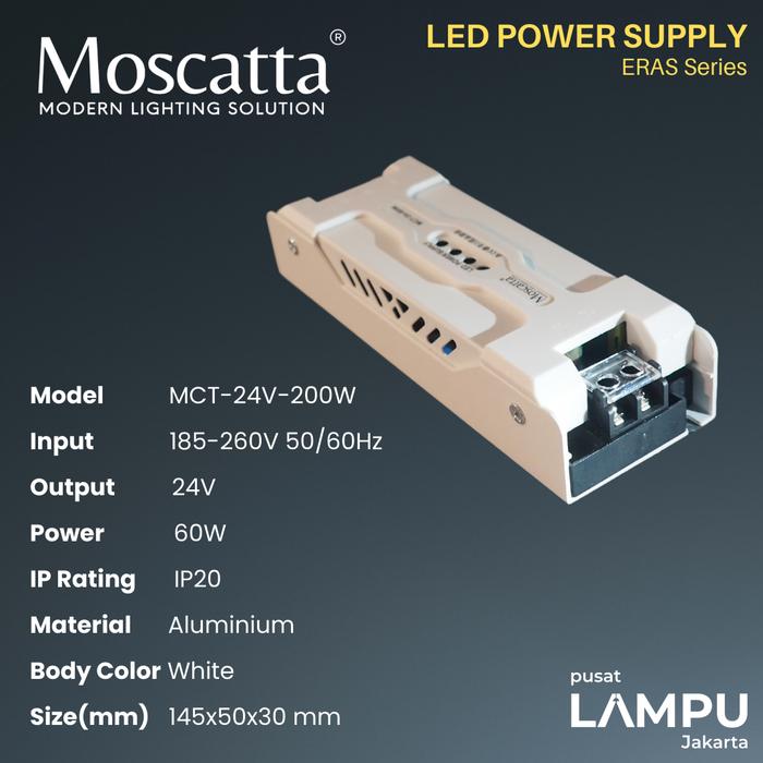 Gambar Moscatta trafo Eras series 24V 2.5A 4.16A 8.3A 16.6A Trafo LED Strip - 24V 2.5A dari Pusat Lampu Jakarta undefined Tokopedia