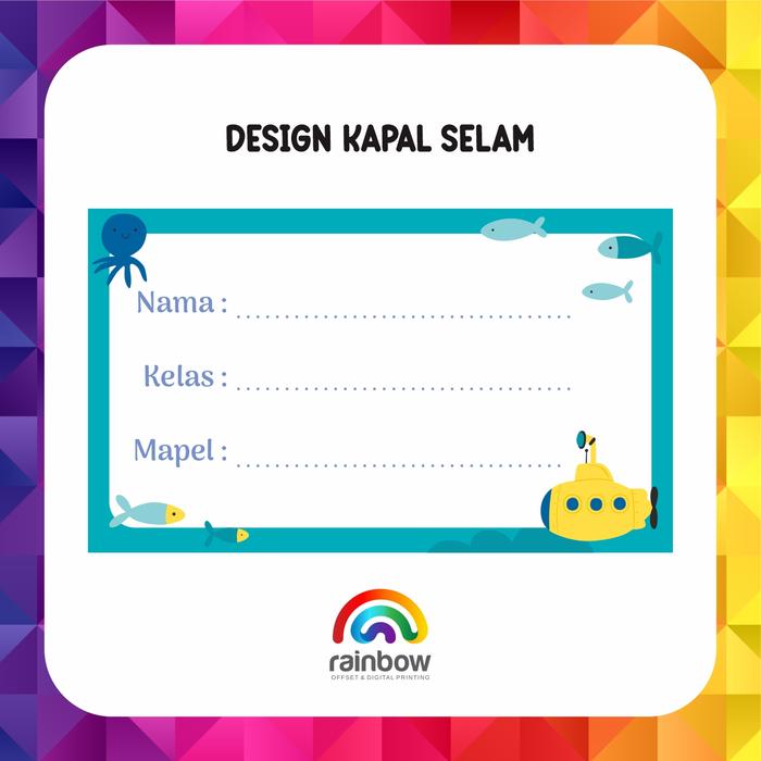 Gambar Label Mapel Kosongan/Label Buku/Label Mata Pelajaran/Label Sekolah - Kapal Selam dari Rainbow Digital Printing undefined Tokopedia