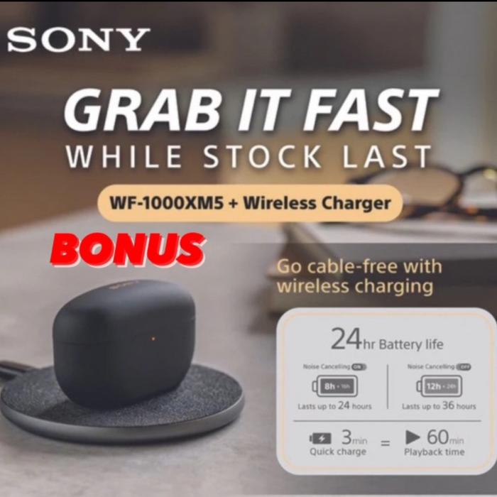 Gambar Sony WF1000XM5 Bluetooth Earphone TWS Noise Cancelling WF-1000XM5 - Hitam + charger dari Click & Go Tokopedia undefined Tokopedia
