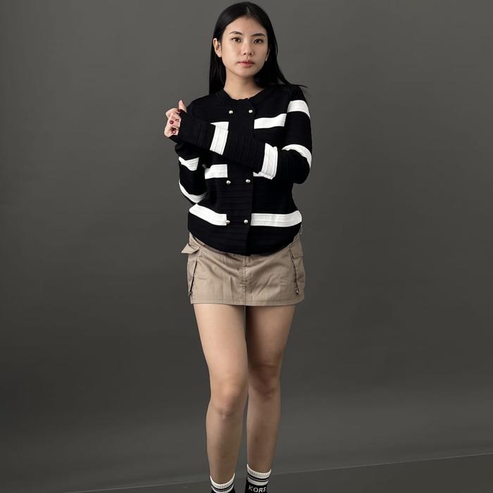 Gambar cardigan rajut wanita Import | Cardigan stripe dari KH_Store official undefined Tokopedia