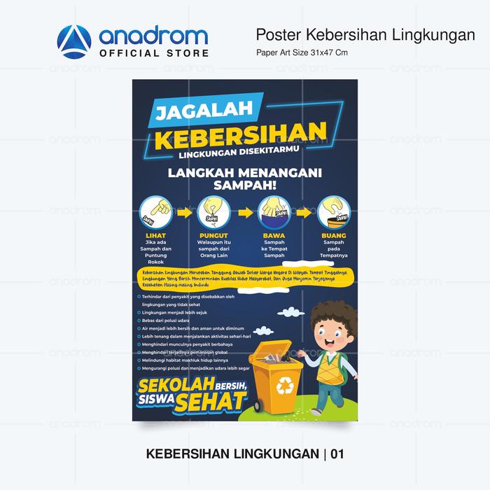 Gambar Poster Kebersihan Lingkungan | Poster Stop Buang Sampah Sembarangan | Poster Buang Sampah Pada Tempatnya | Poster Bahaya Sampah Plastik | Poster  Budaya Menjaga Lingkungan Sekitar | Anadrom 3586 - VARIAN 01 dari anadrom undefined Tokopedia
