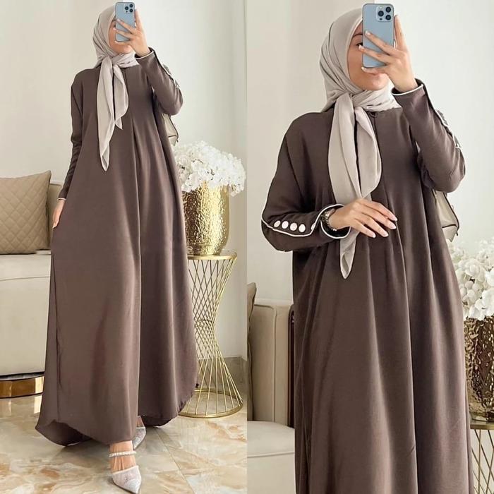 Gambar Abaya Dress Gamis Wanita Batwing Oversize Crincle Inara Mecca Daily - tone grey dari Arsyad galeri_NEW undefined Tokopedia