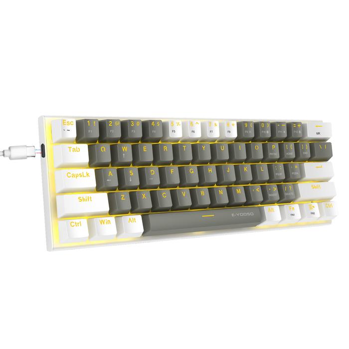 Gambar E-YOOSO Z11 White Grey Two Tones 60% Mini Hotswap Mechanical Gaming Keyboard - Red Switch dari BAWOR COMPUTER undefined Tokopedia