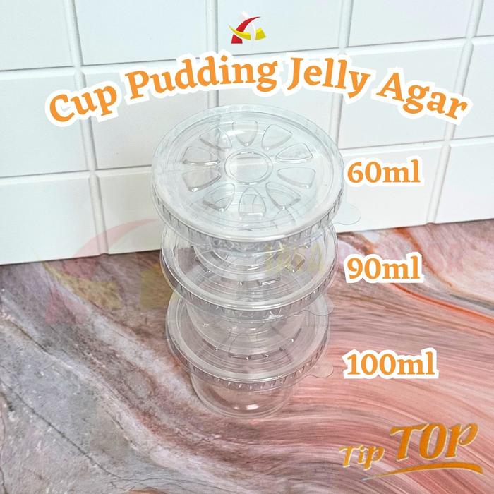 Gambar Cup Pudding Jelly Agar Tip Top 60ml 90ml 100ml / Cup Sauce / Gelas Plastik Ice Cream @50pcs - Tutup Jelly dari Tiga Jaya Perkasa undefined Tokopedia