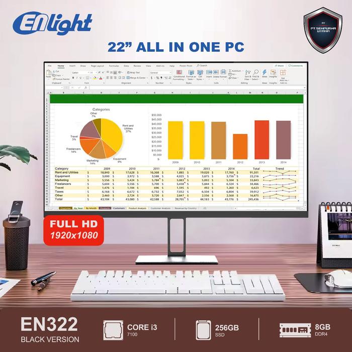 Gambar All in one PC Enlight AIO EN322 Intel I3 GEN 7 22" RAM 8GB SSD 256GB - Hitam dari PT.SEMPURNA UTAMA undefined Tokopedia