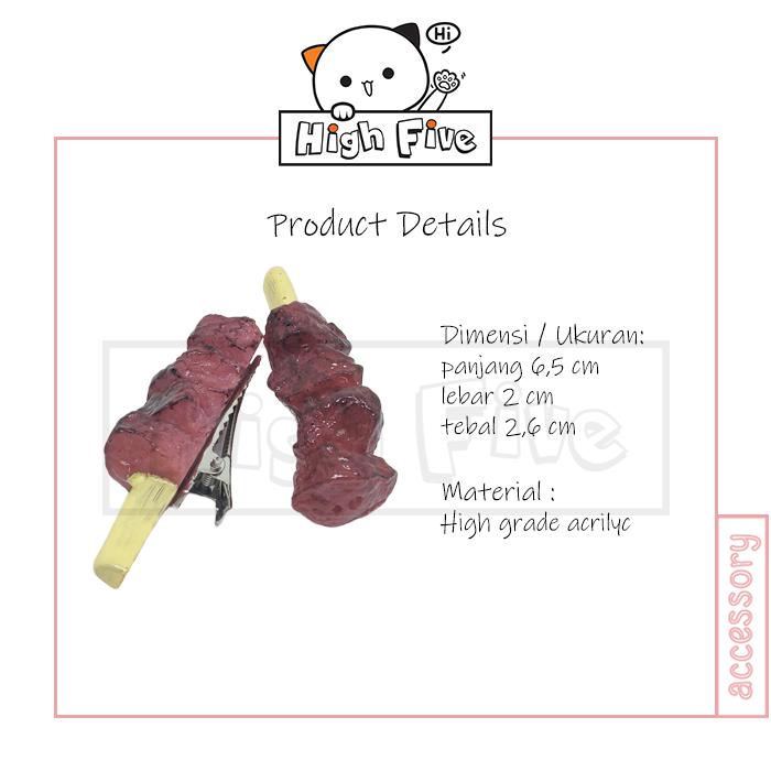 Gambar HIGH FIVE Aksesoris Jepit Rambut Anak Lucu Bentuk Makanan Varian Sate Cute Hair Pin Satay Series Accessory - Meat dari High Five Indonesia undefined Tokopedia