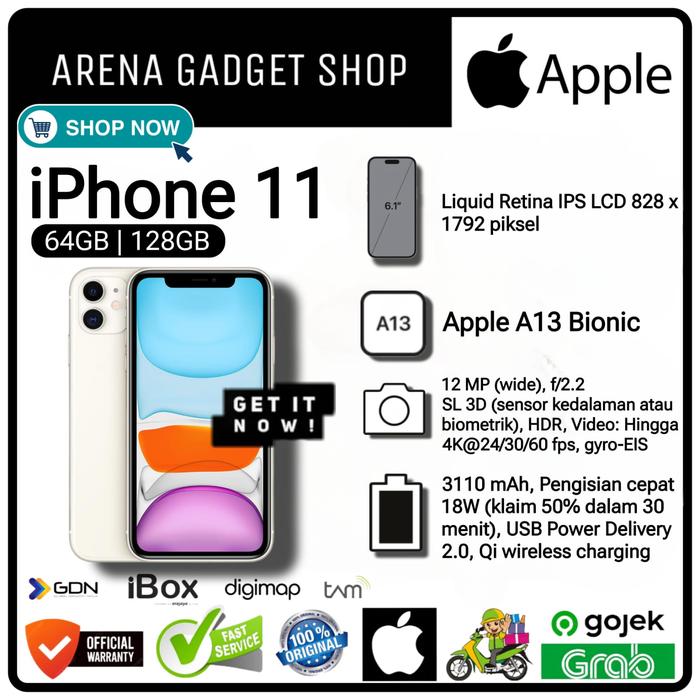 Gambar Apple Iphone 11 128Gb New Original iPhone - Putih, iBox 64GB dari ArenaGadgetShop undefined Tokopedia