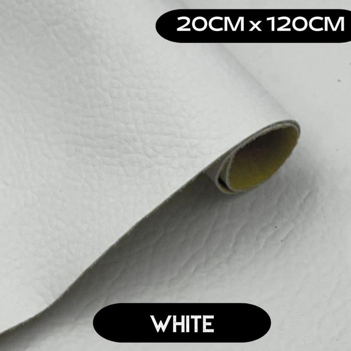 Gambar Kulit Sintetis Tambal Sofa Self Adhesive PU Leather - Stiker Kulit Sofa Furnitur Patch - white dari Halwa mall undefined Tokopedia