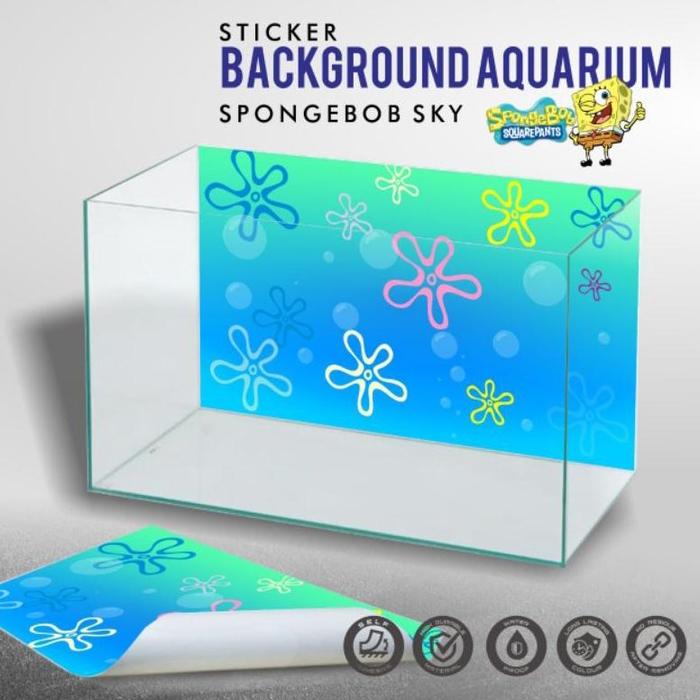 Gambar stiker background aquarium model Spongebob - Spongebob, 30x30 dari Aquarium House12 undefined Tokopedia