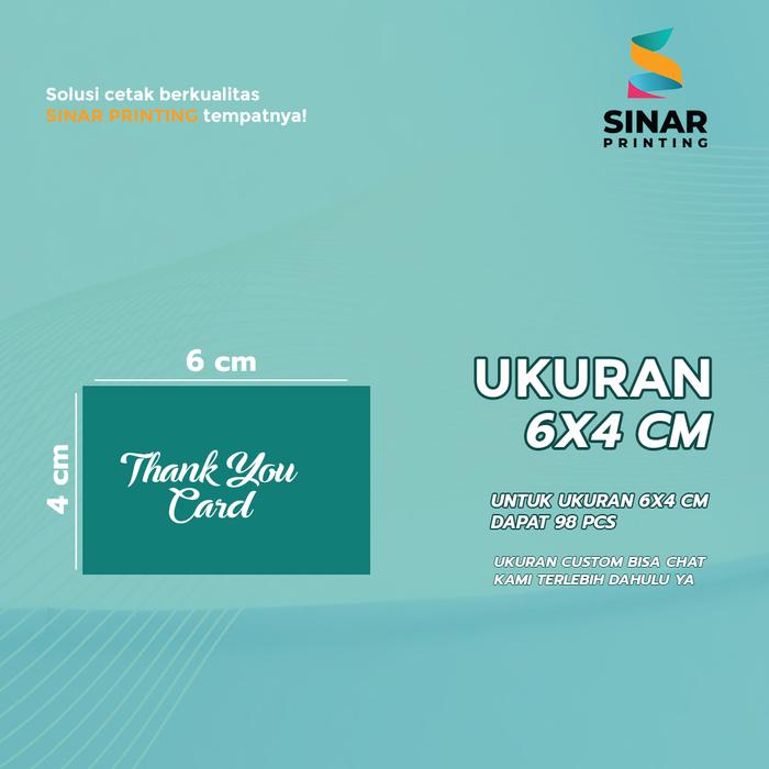 Gambar SINAR PRINTING - THANK YOU CARD / THANKS CARD / KARTU UCAPAN TERIMAKASIH / SOUVENIR PERNIKAHAN / GIFT CARD | BAHAN BLUISH WHITE 260 GSM - 6X4, 1 SISI (DOFF) dari Sinar Printing Bali undefined Tokopedia
