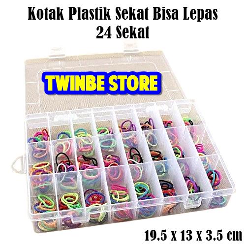 Gambar Kotak Plastik Storage Box Multifungsi 14 Sekat Aksesoris Perkakas Koin - 24 Sekat Lepas dari Twin Be Store undefined Tokopedia