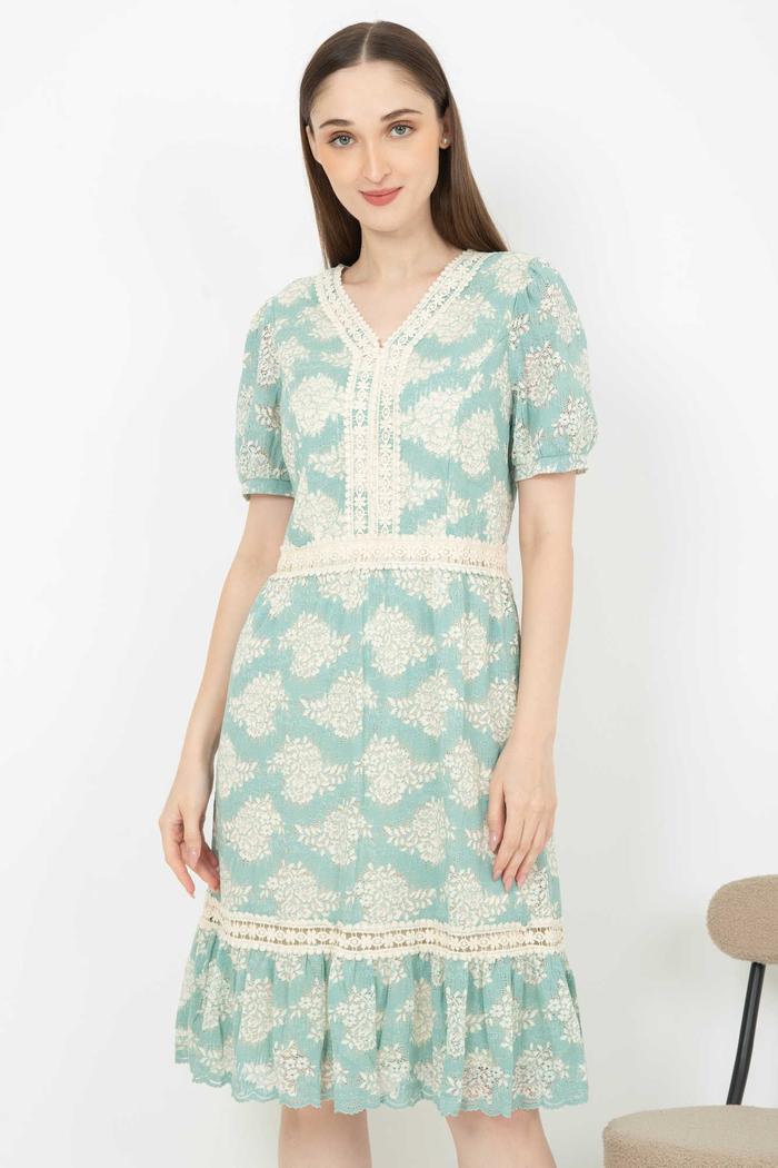 Gambar *Ready Stok* SISTER'S - Dress Renda Furing Kaos S7484 (JS) - Biru Muda, M dari Sisters Fashion Group undefined Tokopedia