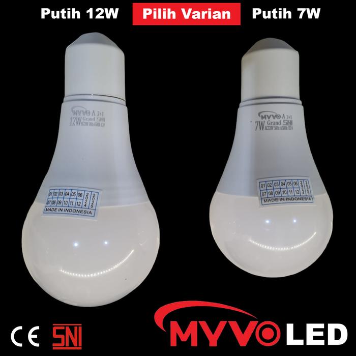 Gambar Lampu Bohlam LED Lighting 7W 12W Cahaya Putih Myvo Grand A Cool Day Light White - Putih 7W dari Mirorim.Indonesia undefined Tokopedia