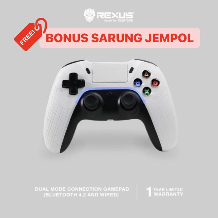 Gambar Rexus GX300 Dual Mode Wireless Bluetooh Gamepad Joystick for PC PS4 Bluetooth Controller - Putih dari Click & Go Tokopedia undefined Tokopedia