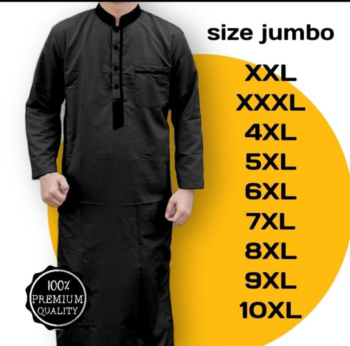 Gambar Jubah Gamis Pria Aslahshop Jumbo busana muslim jubah muslim pria model terbaru 2024 - Hitam, 8XL dari Fashion Big Size_NEW undefined Tokopedia