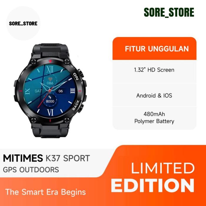 Gambar Smartwatch K37 for android & ios bluetooth call Sport Smart Watch 1.32 Inch GPS Outdoors - Green dari BY Storeid_NEW undefined Tokopedia