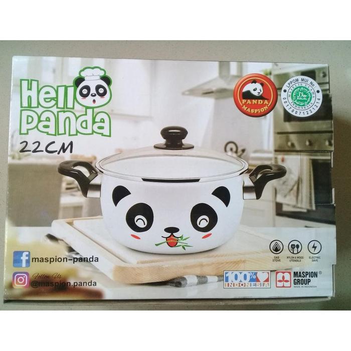 Gambar Panci Porcelain Enamel on Steel Tutup Kaca 22cm Hello Panda - Maspion dari Diratama21 undefined Tokopedia