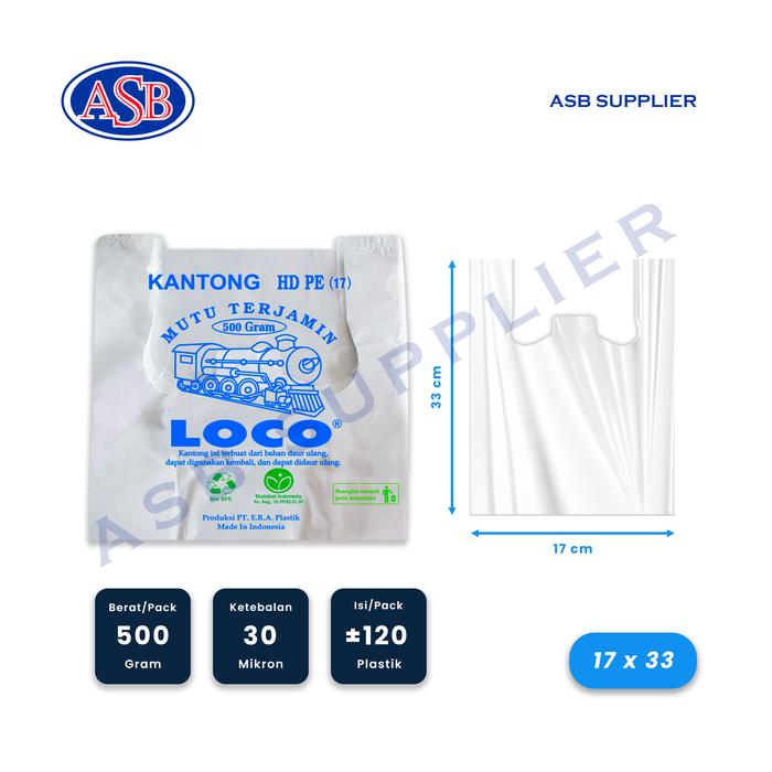 Gambar Kantong Plastik Kresek Putih HDPE Loco Ukuran 17 - 40 (500 Gram) - 17 x 33 dari ASB SUPPLIER undefined Tokopedia