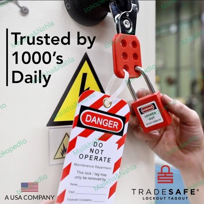 Gambar TRADESAFE Lockout TAGOUT KIT with Hasps, Loto Tags, Red Safety Padlock - 1" HASP dari Malikha&Nahla undefined Tokopedia