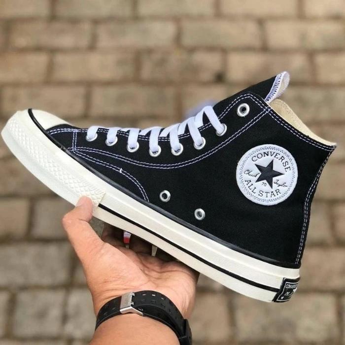 Gambar Sepatu converse original Made in Vietnam  sepatu anak sekolah premium Sneakers Hitam Wanita Pria Shoes Casual - 42, Hitam Tinggi dari autobelanjaberkah undefined Tokopedia