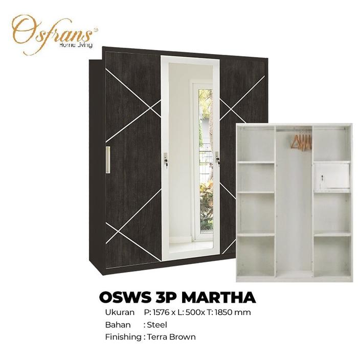 Gambar LEMARI 2 3 PINTU BESI SLIDING CERMIN OSWS 2P 3P 2L - OSWS3PMARTHA160 dari Osfrans Home Living undefined Tokopedia
