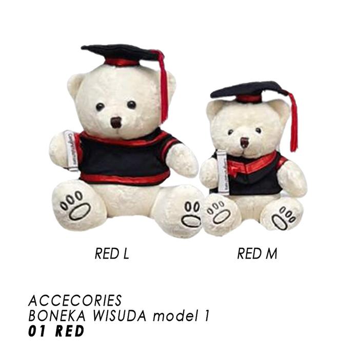 Gambar BONEKA WISUDA model 1 BONEKA GRADUATION TEDDY BEAR BONEKA BERUANG BAJU TOPI TOGA - 01 Red, Size L dari TUKUNOSA undefined Tokopedia
