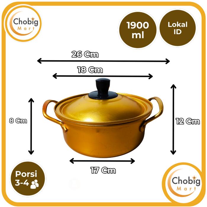 Gambar Panci Ramen Ramyun Korea Aluminium Emas GOLD 16 ~ 18 Cm Pot Bowl Mie - 18 x 8 cm dari Chobig Mart undefined Tokopedia