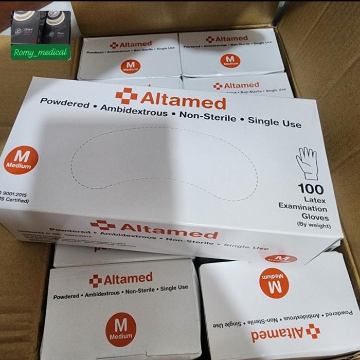 Jual sarung tangan medis latex altamed/hanscun latex powder - S ...